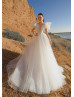 Long Sleeves Ivory Lace Tulle Romantic Wedding Dress